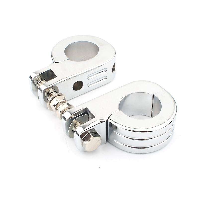 Motorcycle 38MM 1 1.5 inch Engine Crash Bar Guard Highway Foot Peg Clamps Mounts Silver
