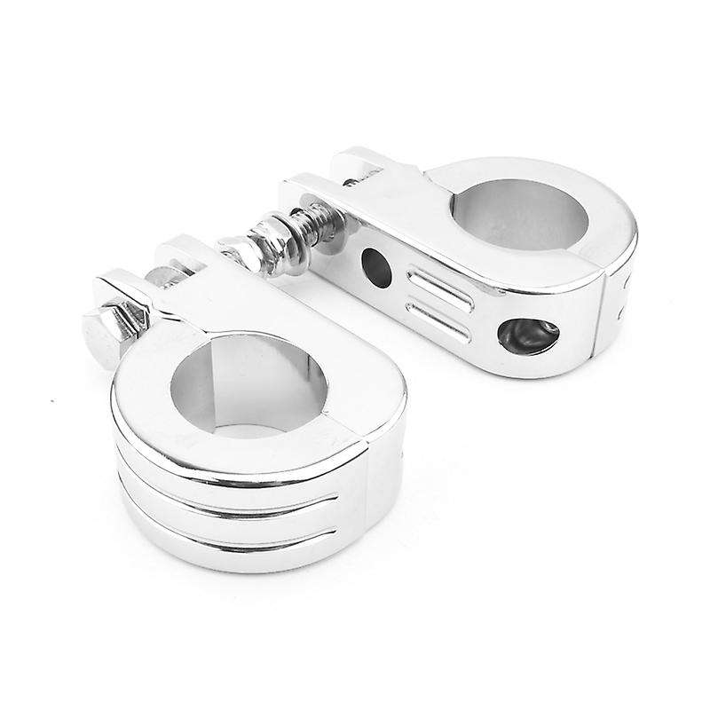 Motorcycle 38MM 1 1.5 inch Engine Crash Bar Guard Highway Foot Peg Clamps Mounts Silver