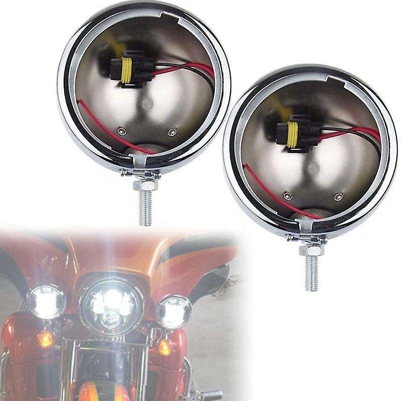 Motorcycle 4-1/2 Fog Lights Housing Bracket 4.5 Inch Led Passing Lamp Mount Ring Bucket Auxiliary La