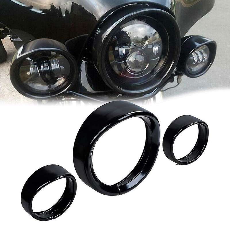 Motorcycle 4.5 Inch Auxiliary Light Visor Style Trim Ring+ 7 Inch Headlight Trim Replacement Accesso