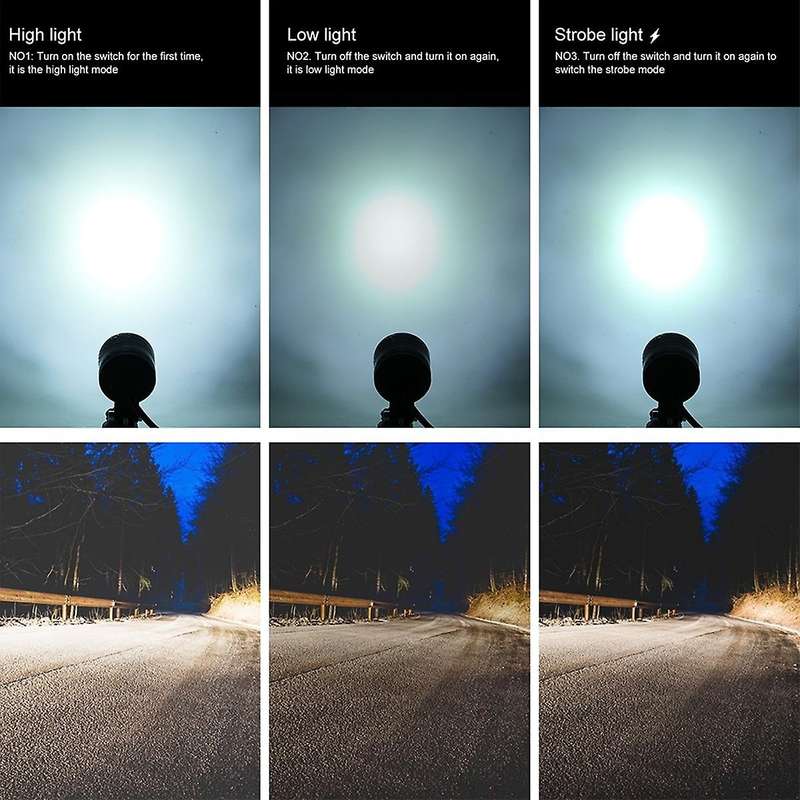 Motorcycle 4 LED Spot Light Headlight Fog Driving Lamp Lights 3 Modes 40W 4000LM 6000K 9-80V Motorcy