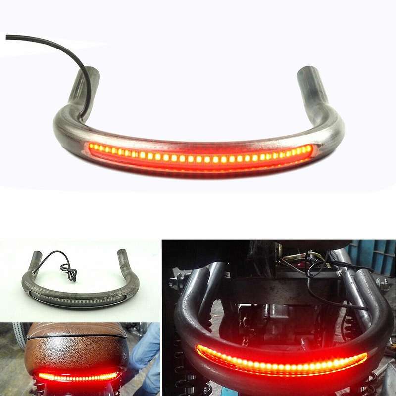 Motorcycle 7/8 Inch Cafe Rear Seat Frame Hoop Loop LED Brake Turn Tail Light Universal Modified