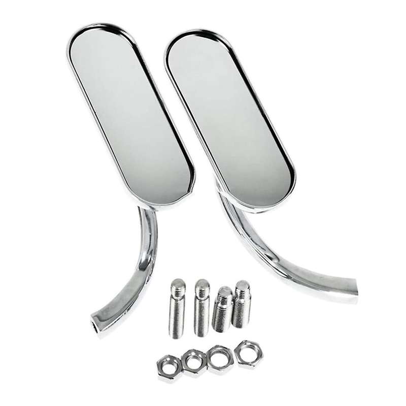 Motorcycle 8mm&10mm Mini Oval Mirrors Motorcycle Retro Rearview Mirror Silver