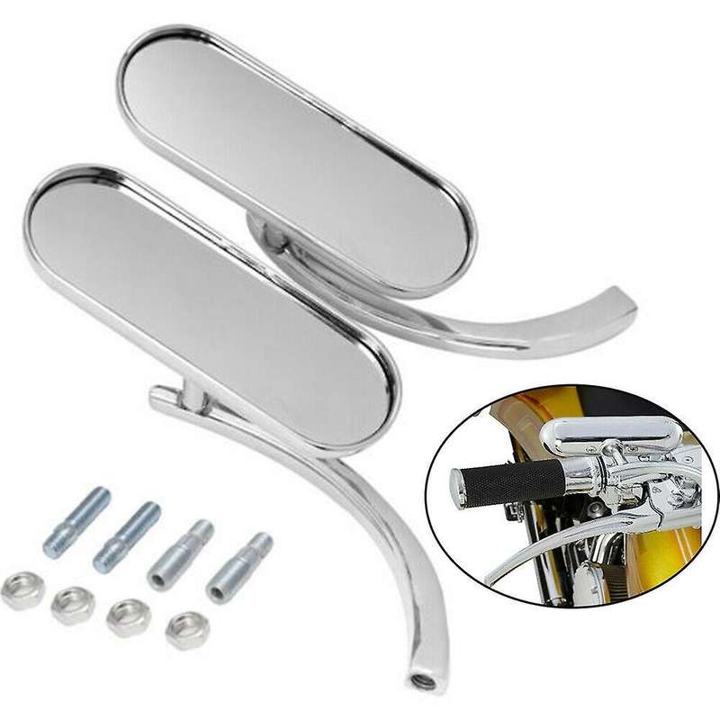 Motorcycle 8mm&10mm Mini Oval Mirrors Motorcycle Retro Rearview Mirror Silver