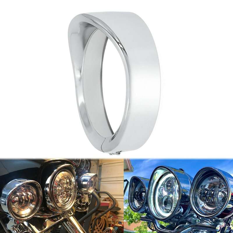 Motorcycle 7Inch Headlight Bezel Trim Ring Protect Guard Cover Cap for Touring Glide Road Silver