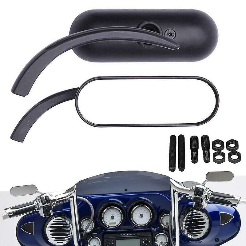 Motorcycle 8mm&10mm Mini Oval Mirrors Motorcycle Retro Rearview Mirror Black