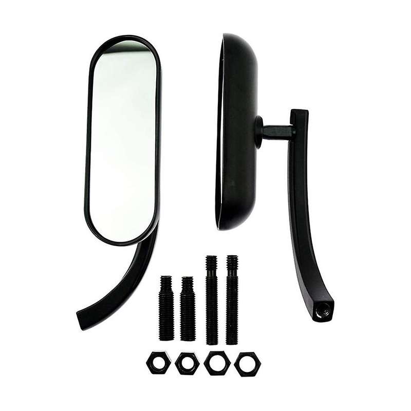 Motorcycle 8mm&10mm Mini Oval Mirrors Motorcycle Retro Rearview Mirror Black