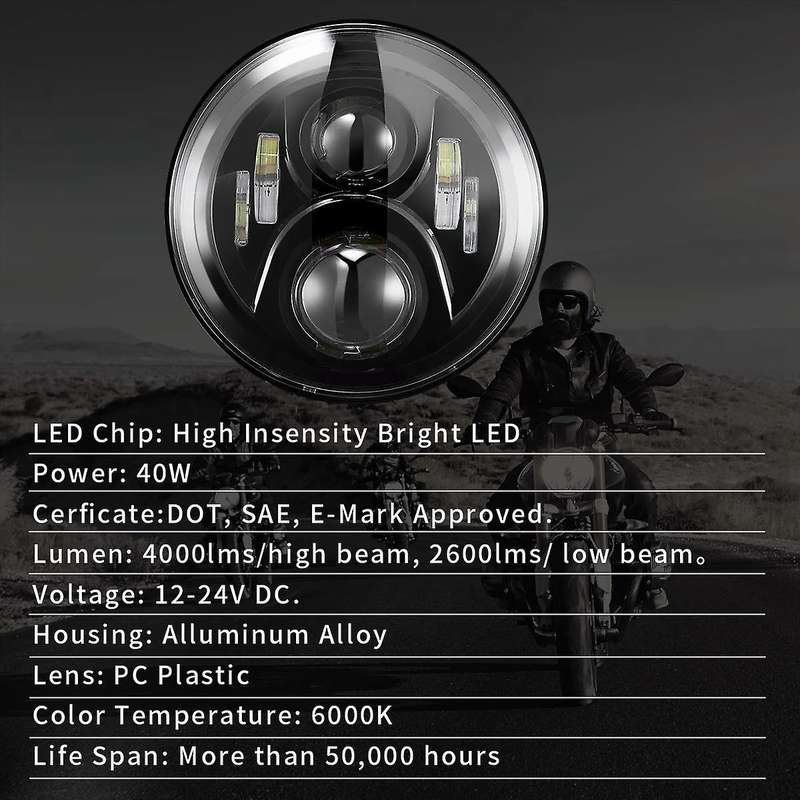 Motorcycle 7-Inch LED Headlight DOT Kit for Touring Ultra Classic Street Glide
