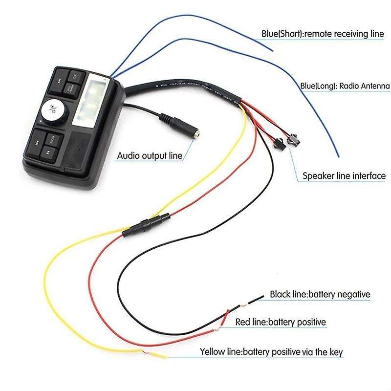 Motorcycle Audio MP3 Radio Sound System Stereo Speakers Bluetooth Waterproof FM 5 EQ Functions LCD