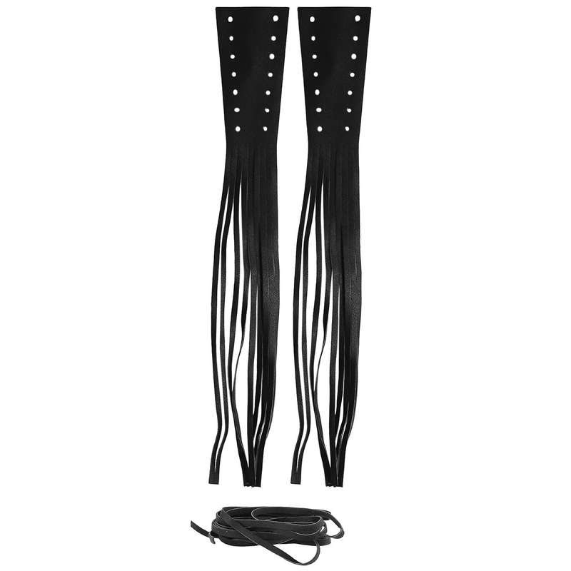 Motorcycle Black PU Leather Brake Lever Covers Biker Clutch Fringe Tassels for Cruiser Chopper Bobbe