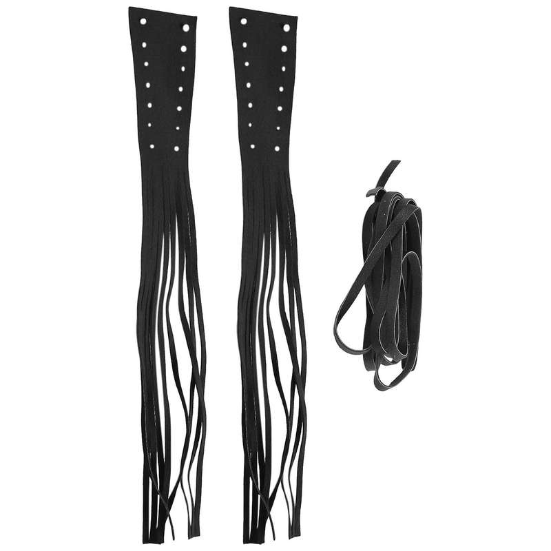 Motorcycle Black PU Leather Brake Lever Covers Biker Clutch Fringe Tassels for Cruiser Chopper Bobbe