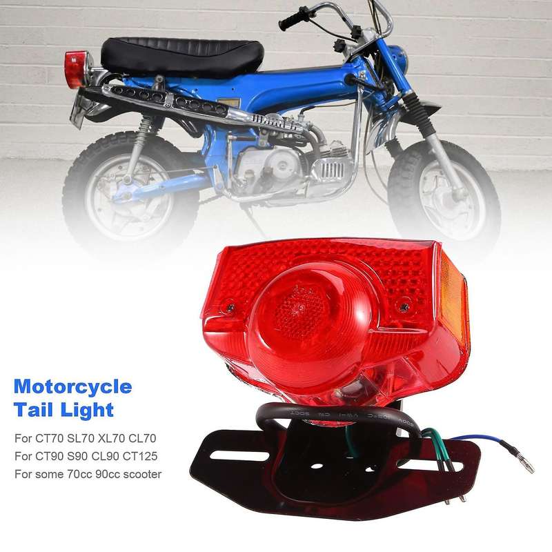 Motorcycle Brake Tail Light Tail Light Assembly with Bulb for CT70 CT90 CT125 XL70 CL70 CL90 Jialing