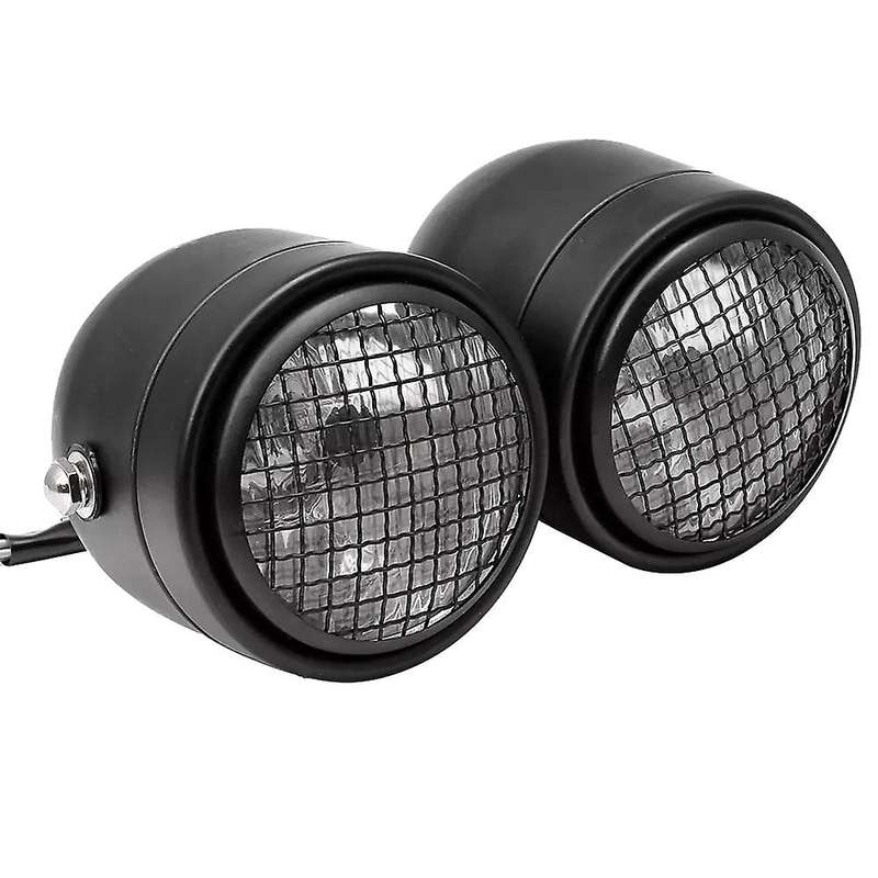 Motorcycle Cafe Universal Dominator Grill Dual Headlight Double Head Light Lamp for B