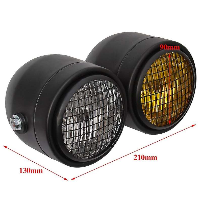 Motorcycle Cafe Universal Dominator Grill Dual Headlight Double Head Light Lamp for A
