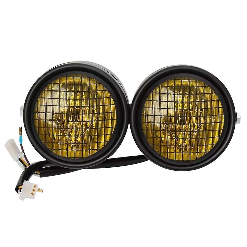 Motorcycle Cafe Universal Dominator Grill Dual Headlight Double Head Light Lamp for A