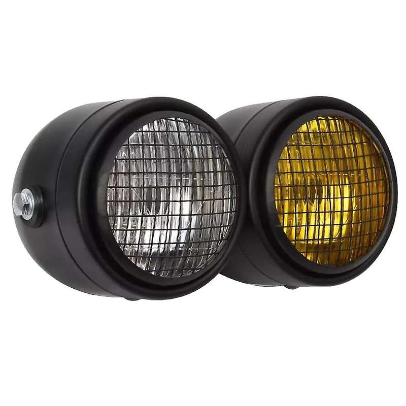 Motorcycle Cafe Universal Dominator Grill Dual Headlight Double Head Light Lamp for C