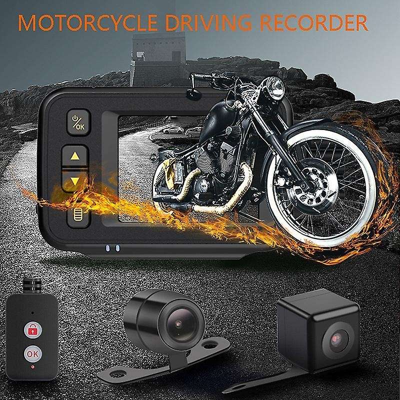 Motorcycle Camera DVR Waterproof Motorcycle Driving Recorder with IP67 Waterproof Front Rear Dual Le