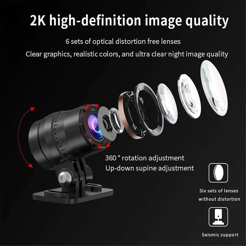 Motorcycle Camera WiFi No Screen Ultra HD 2K + 2K GPS Motocycle DVR 1440P Dual Lens Waterproof Moto