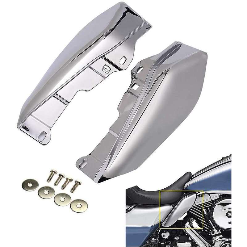 Motorcycle Chrome Heat Shield Mid-Frame Air Deflector Trim for Touring Street Glide FLHX 2009-2016