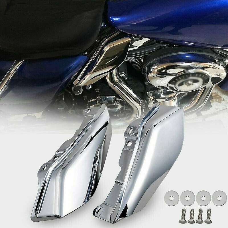 Motorcycle Chrome Heat Shield Mid-Frame Air Deflector Trim for Touring Street Glide FLHX 2009-2016