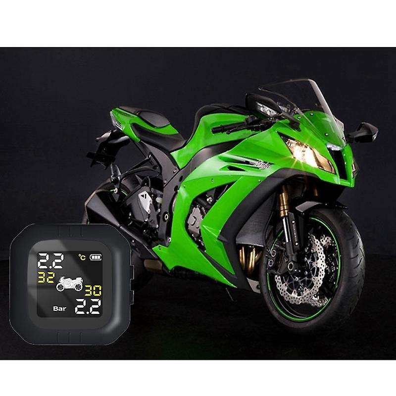Motorcycle Cordless TPMS Tire Pressure Monitoring System Waterproof + 2 Sensors