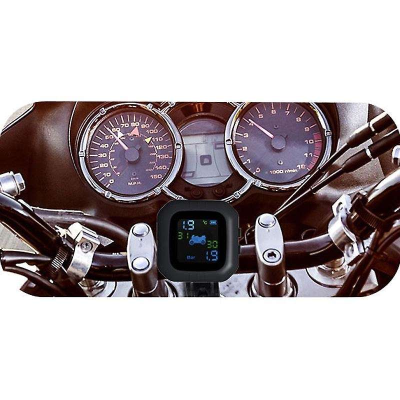 Motorcycle Cordless TPMS Tire Pressure Monitoring System Waterproof + 2 Sensors