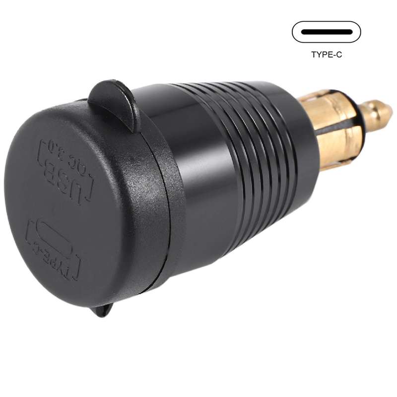 Motorcycle DIN Plug Waterproof Charger to QC3.0 USB Charger & Type C 30W Power Delivery Adapter Sock