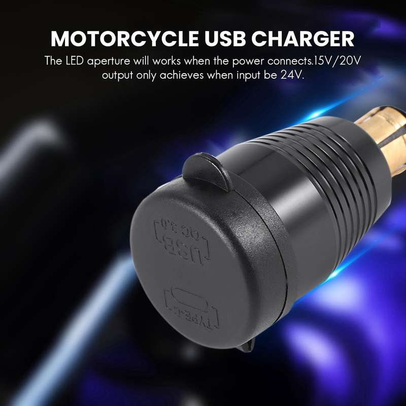 Motorcycle DIN Plug Waterproof Charger to QC3.0 USB Charger & Type C 30W Power Delivery Adapter Sock