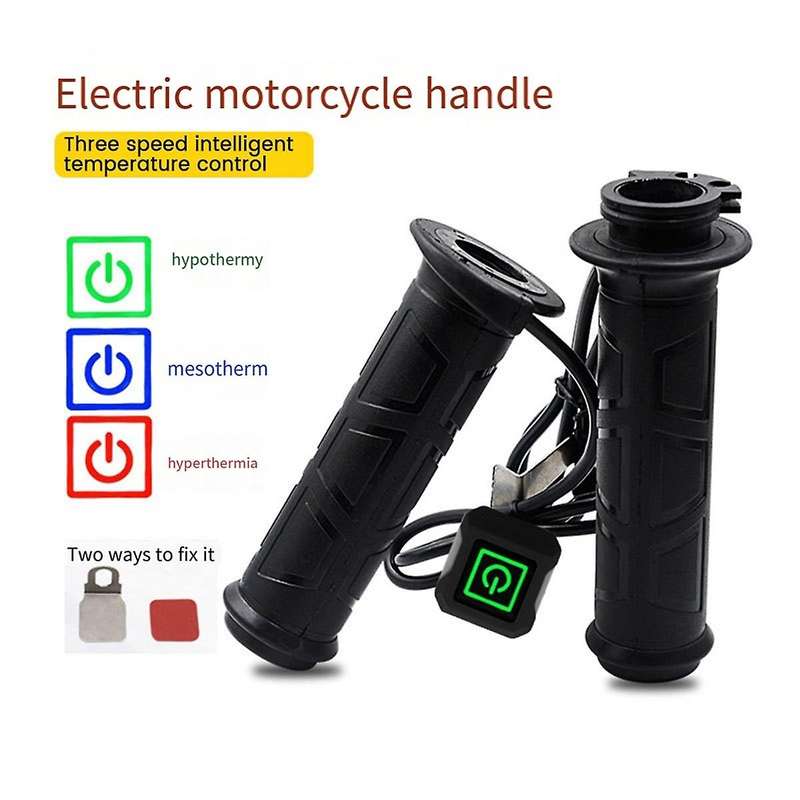 Motorcycle Electric Heating Handlebar 12v Heated Handle Grip Three-level Thermostat Motorcycle Heat