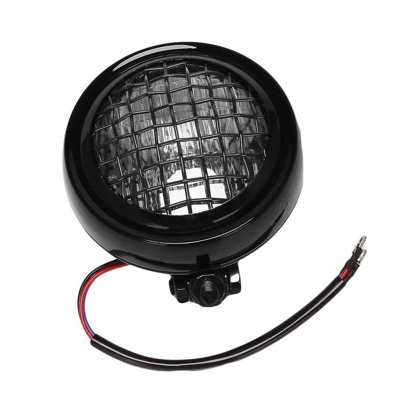 Motorcycle Fence Headlight 12V Retro Head Light for General Modified Motorcycles -Silver