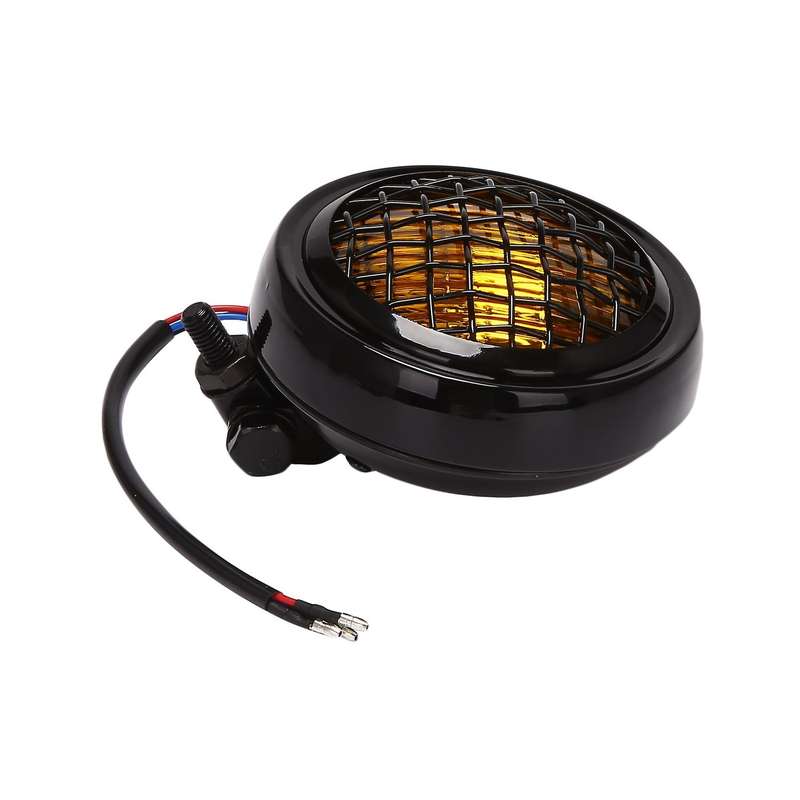 Motorcycle Fence Headlight 12V Retro Head Light for General Modified Motorcycles -Yellow