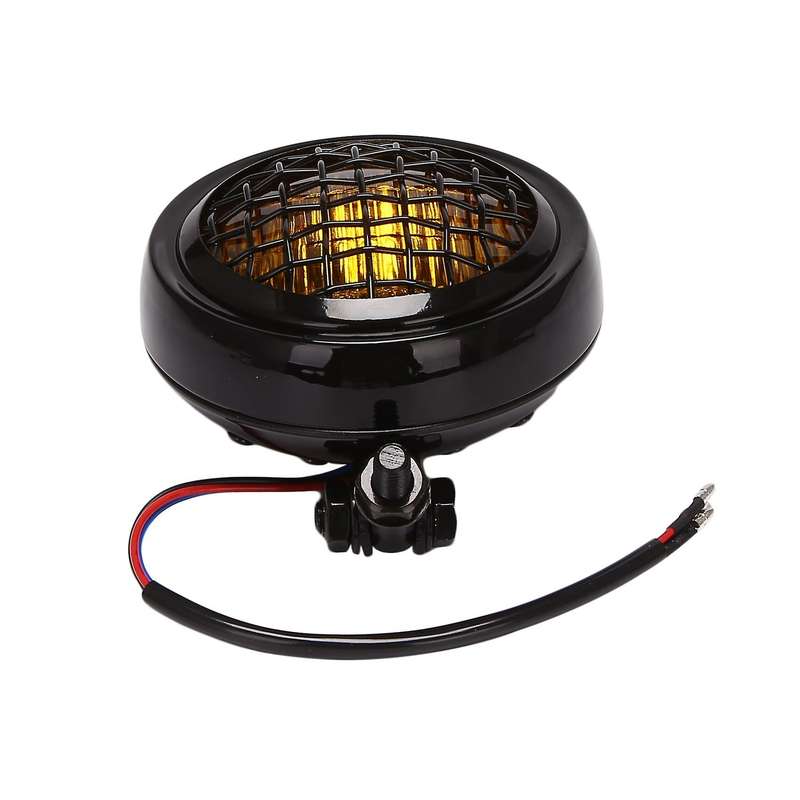 Motorcycle Fence Headlight 12V Retro Head Light for General Modified Motorcycles -Yellow