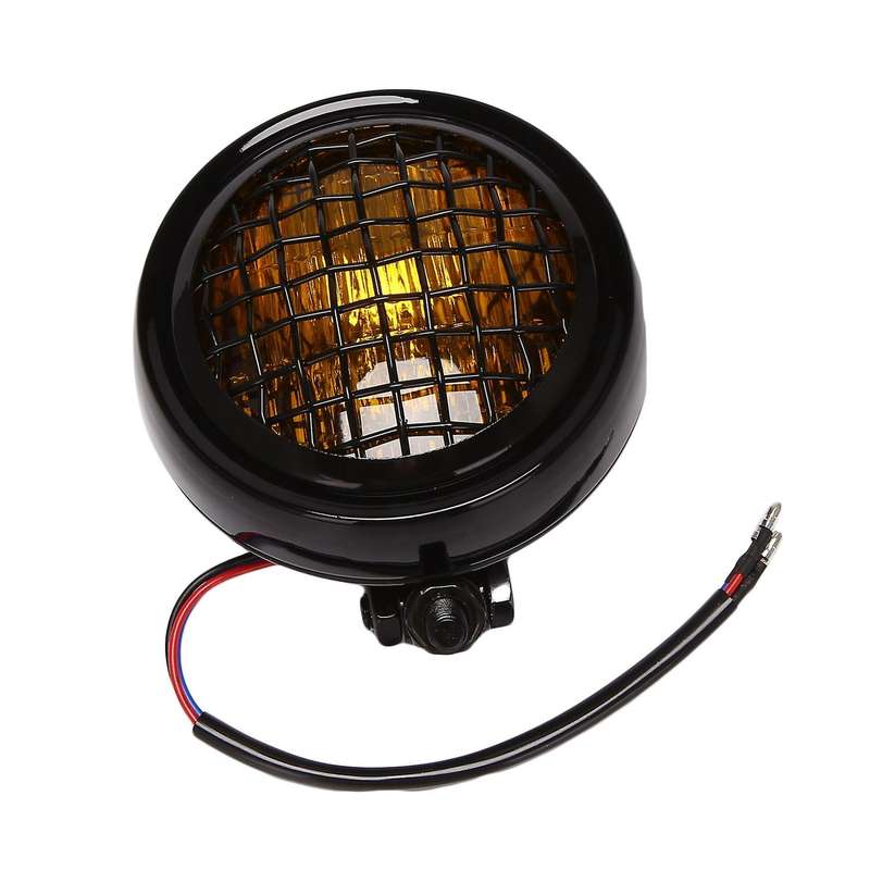 Motorcycle Fence Headlight 12V Retro Head Light for General Modified Motorcycles -Yellow