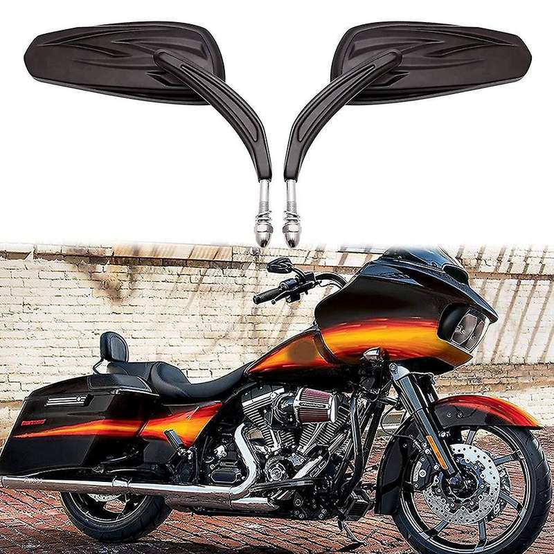 Motorcycle Flaming Black Side Mirrors Rearview Mirror for Softail Standard Glide Road Custom Touring
