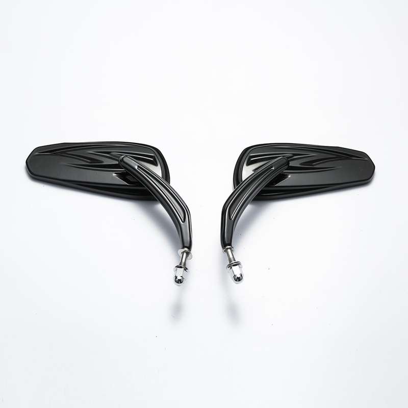 Motorcycle Flaming Black Side Mirrors Rearview Mirror for Softail Standard Glide Road Custom Touring