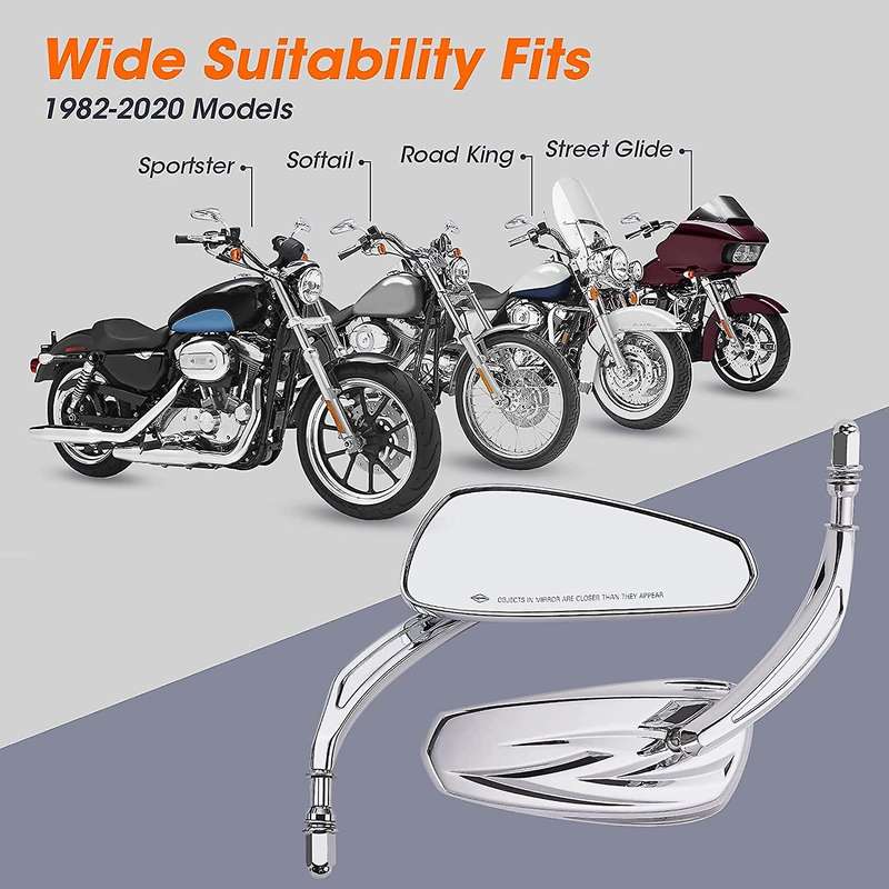 Motorcycle Flaming Chrome Side Mirrors Rearview Mirror for Softail Standard Glide Road Custom Tourin