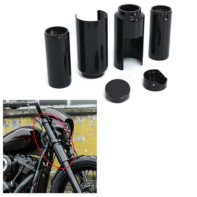Motorcycle Fork Cover Set Tube Cap Kit for Softail Breakout FXBR FXBRS 2018-2021 Black Full Fork Boo