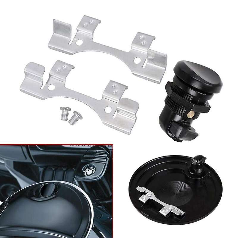Motorcycle Fuel Latch Button Kit Fuel Tank Latch Cover for Touring 1992-2020 Street Road Glide Black