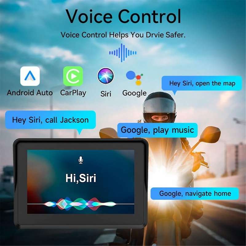 Motorcycle GPS Carplay Touchscreen, Wireless CarPlay & Android Auto Portable Stereo, 5 Inch Waterpro