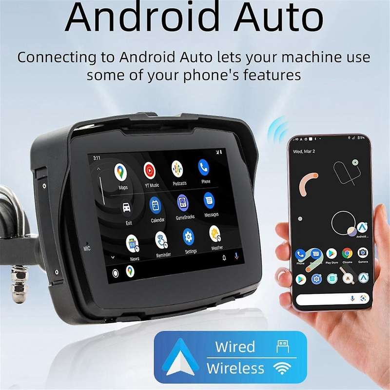 Motorcycle GPS Navigation IP65 Waterproof Wireless Carplay Android Auto Display 5 Inch Bluetooth Por