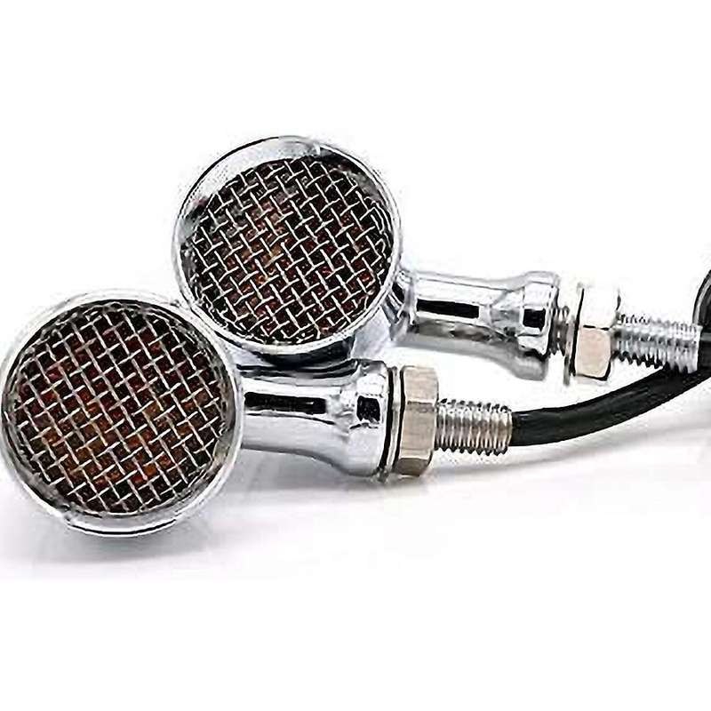 Motorcycle Grid Retro Turn Signal Light Indicators LED Brake Light Universal for Cruise Prince 4Pcs,