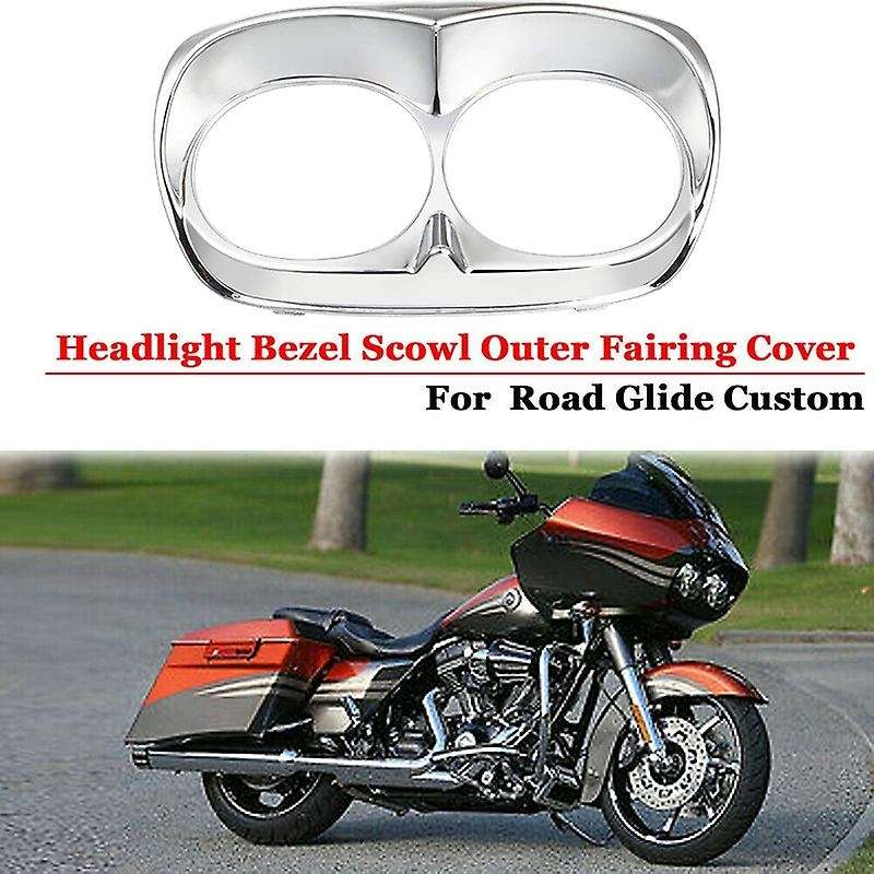 Motorcycle Head Light Lamp Dual Headlight Trim Cover Bezel for Road Glide FLTR 1998-2013,Chrome