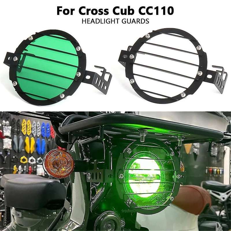 Motorcycle Headlight Guard Protector Grille Front Lamp Head Light for Cc110 2023 2024(green )