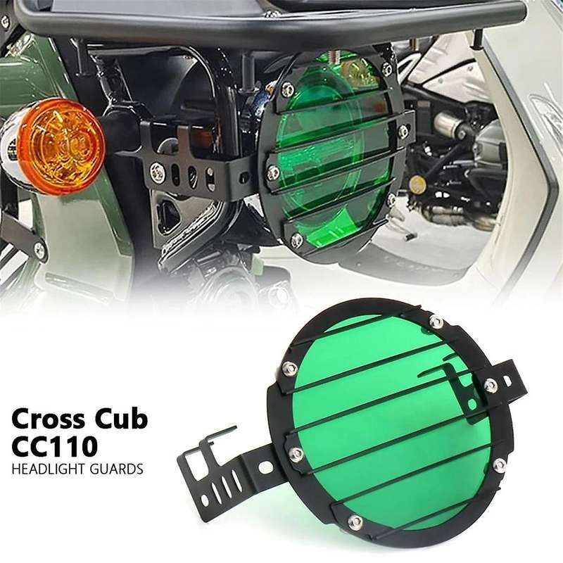 Motorcycle Headlight Guard Protector Grille Front Lamp Head Light for Cc110 2023 2024(green )