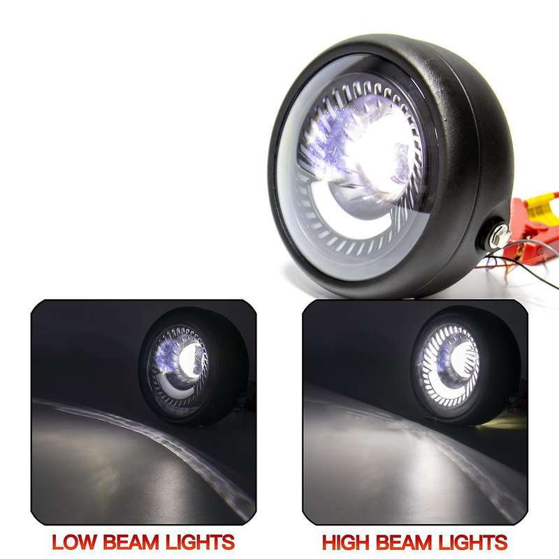 Motorcycle Headlight LED Turn Signal Light Bulb Headlight 6.5Inch Universal for Cafe