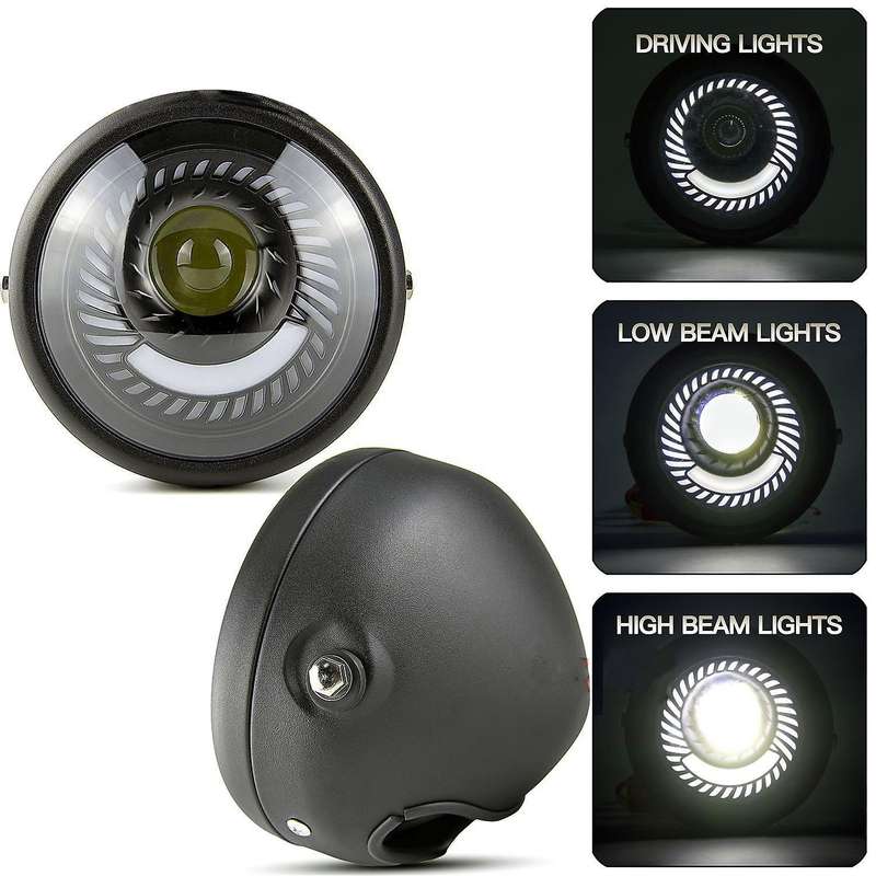 Motorcycle Headlight LED Turn Signal Light Bulb Headlight 6.5Inch Universal for Cafe