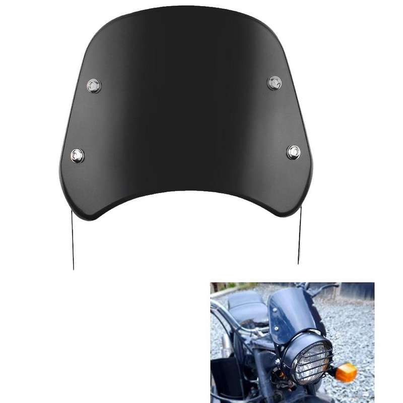 Motorcycle Headlight Windshield Wind Deflector Windscreen Universal W/Mount Bracket Fit Round Headli