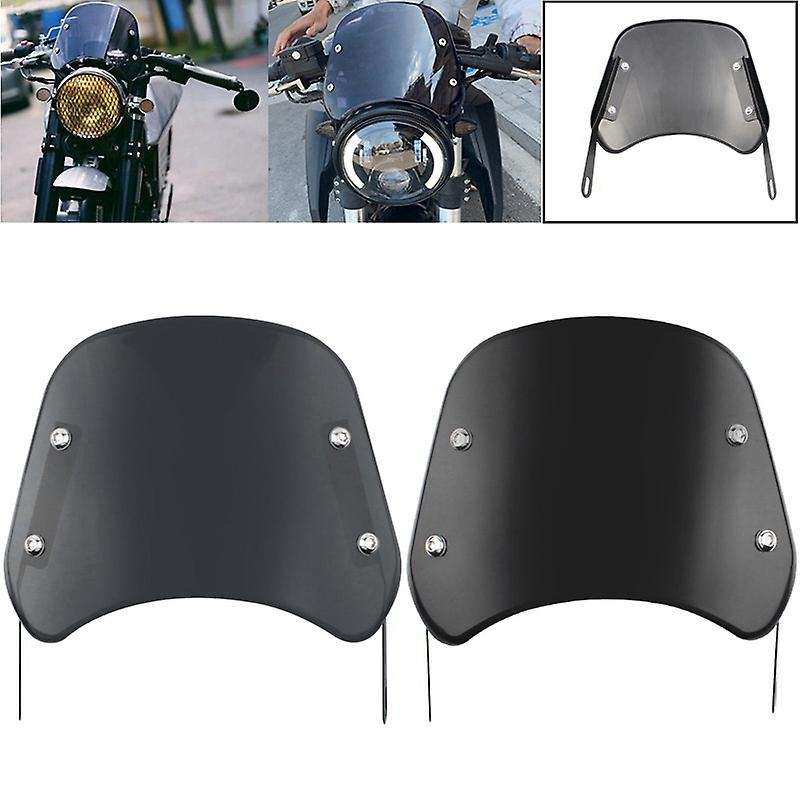 Motorcycle Headlight Windshield Wind Deflector Windscreen Universal W/Mount Bracket Fit Round Headli