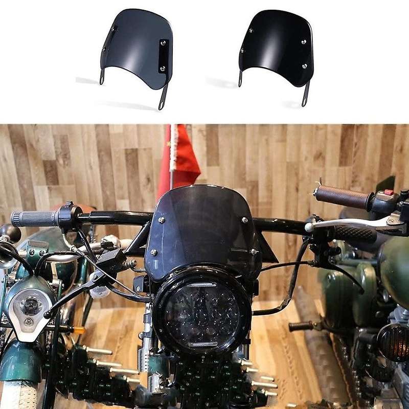 Motorcycle Headlight Windshield Wind Deflector Windscreen Universal W/Mount Bracket Fit Round Headli