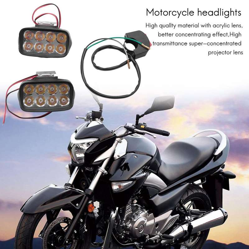 Motorcycle Headlights 12V Spotlights Bright Moto Fog Spot Lamp Waterproof Motorbike Auxiliary Drivin
